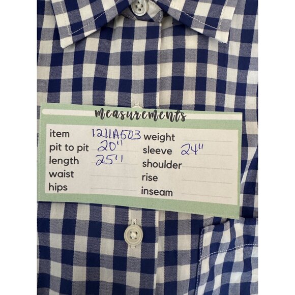 2/$30 NWOT Untuckit "0" Womens Navy Blue & White Gingham Checkered - Picture 13 of 14